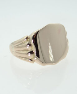 9ct Rose Gold Shield Signet Ring - Chester 1915