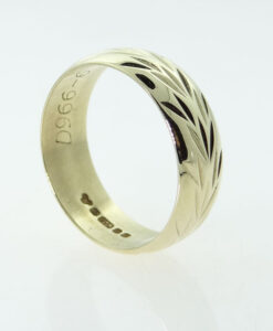 Solid Yellow Gold Leaf Band Ring