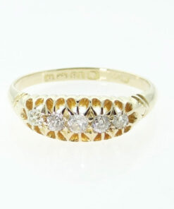 Antique Gold Five Stone Diamond Gypsy Ring