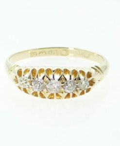 Antique Gold Five Stone Diamond Gypsy Ring