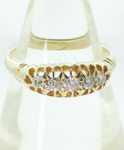 Antique 18ct Gold Five Stone Diamond Gypsy Ring