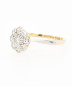 Antique 18ct Gold & Platinum Diamond Daisy Ring