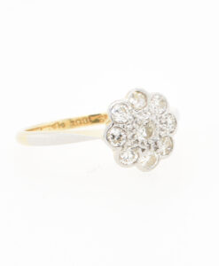 Antique 18ct Gold & Platinum Diamond Daisy Ring
