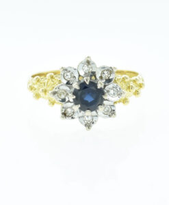 18ct Gold Diamond and Sapphire Cluster Ring