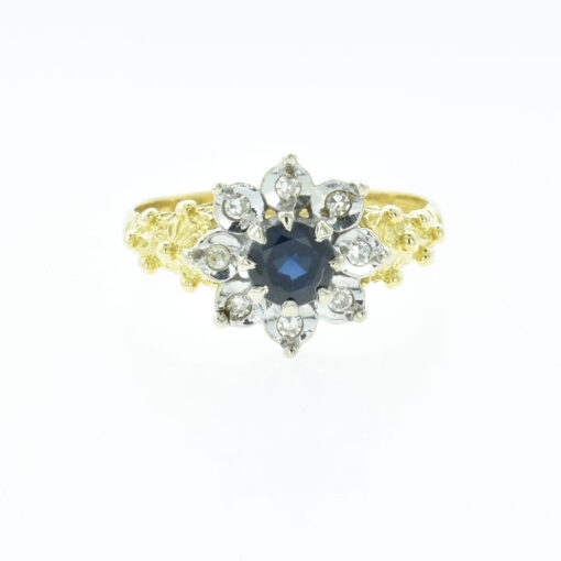 18ct Gold Diamond and Sapphire Cluster Ring