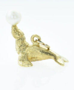 9ct Gold and Pearl Sea Lion Charm