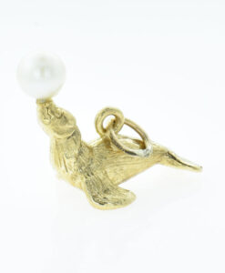 9ct Gold and Pearl Sea Lion Charm