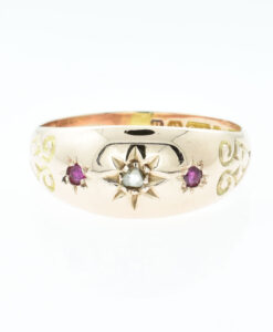 9ct Rose Gold Diamond and Ruby Gypsy Ring