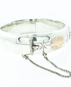Vintage Sterling Silver and Rose Gold Bangle