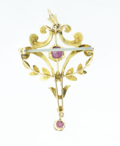 9ct Gold Almandine Garnet and Pearl Pendant