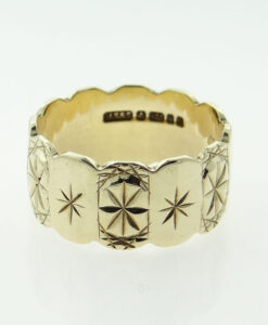 Vintage 9ct Gold Star Band Ring 8mm