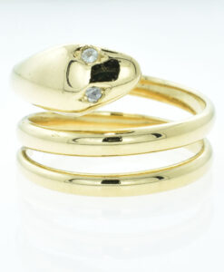 Antique Gold Diamond Snake Ring