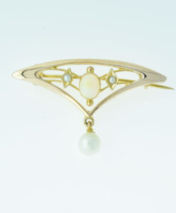 Art Deco 9ct Gold Opal and Pearl Brooch