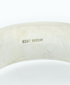 Vintage Half Engraved Wide Sterling Silver Bangle