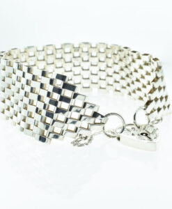 Vintage Basket Weave Sterling Silver Gate Bracelet
