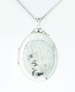 Sterling Silver Oval Locket with Chain