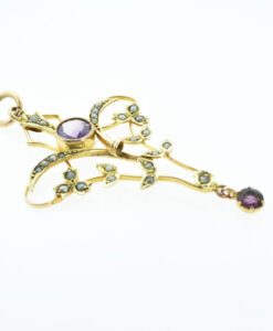 Antique Amethyst and Pearl 9ct Gold Pendant