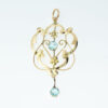 Antique 9ct Gold Blue Topaz Pendant c1900