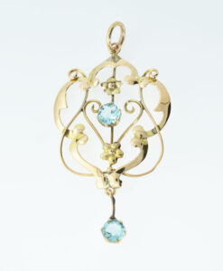 Antique 9ct Gold Blue Topaz Pendant c1900