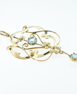 Antique 9ct Gold Blue Topaz Pendant c1900