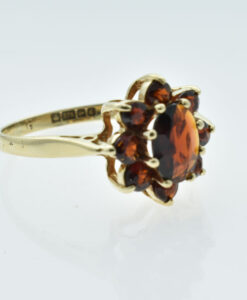 Vintage 1979 9ct Gold Garnet Cluster Ring