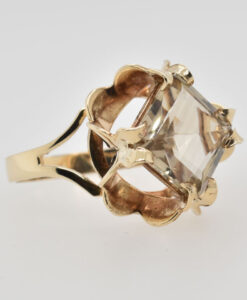 Vintage 9ct Gold Smokey Quartz Ring 1978