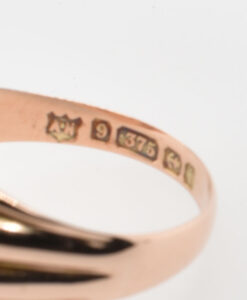 Antique Gent's 9ct Rose Gold Shield Signet Ring 1908