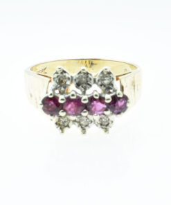 Retro Vintage 9ct Gold Diamond and Ruby Ring