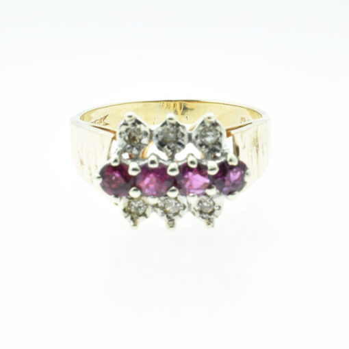 Retro Vintage 9ct Gold Diamond and Ruby Ring