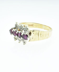 Retro Vintage 9ct Gold Diamond and Ruby Ring