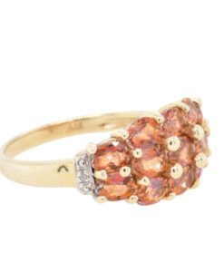 9ct Gold Diamond and Azotic Topaz Cluster Ring