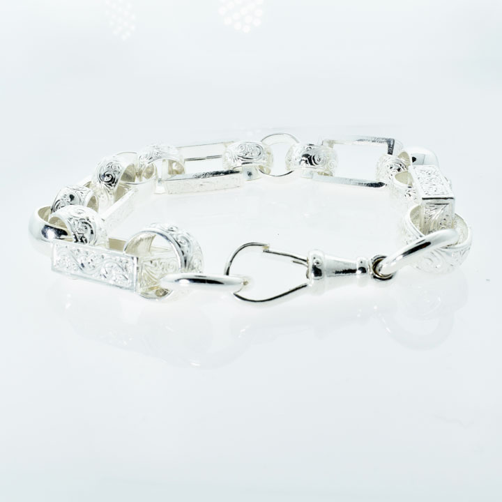 GENTS SOLID SILVER GYPSY LINK BRACELET 54.8g The Jewellery Warehouse