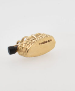 Vintage 9ct Gold Wine Bottle in a Basket Charm by Georg Jensen