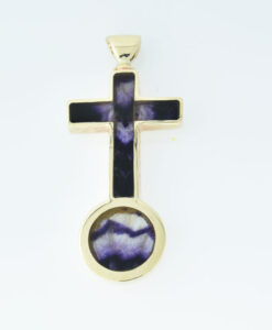 9ct Gold Blue John Cross
