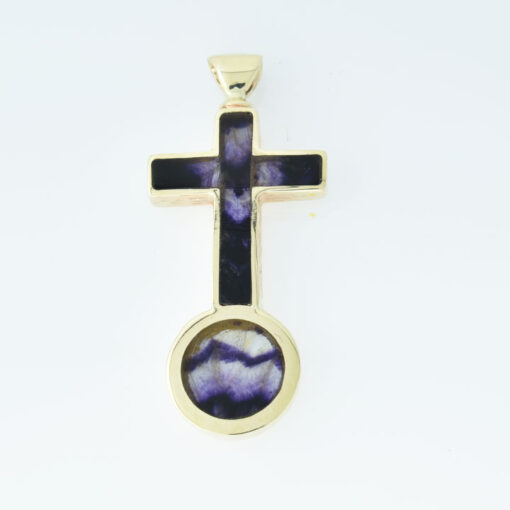 9ct Gold Blue John Cross
