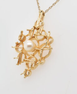 9ct Gold Abstract Pearl Pendant