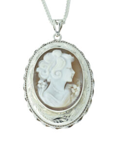 Vintage Sterling Silver Cameo Locket with Chain