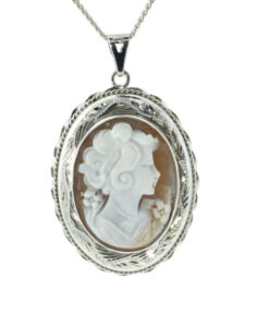 Vintage Sterling Silver Cameo Locket with Chain