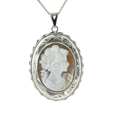 Vintage Sterling Silver Cameo Locket with Chain