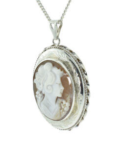 Vintage Sterling Silver Cameo Locket with Chain
