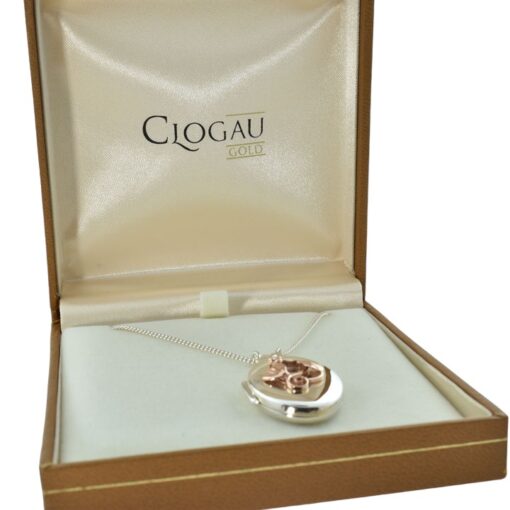 CLOGAU Tree of Life Silver and 9ct Rose Gold Oval Locket