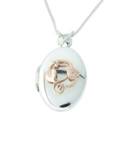 CLOGAU Tree of Life Sterling Silver and 9ct Rose Gold Oval Locket