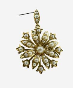 Antique 15ct Gold Pearl Daisy Pendant