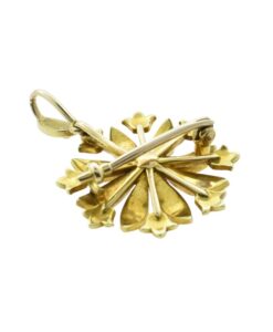 Antique 15ct Gold Pearl Daisy Pendant