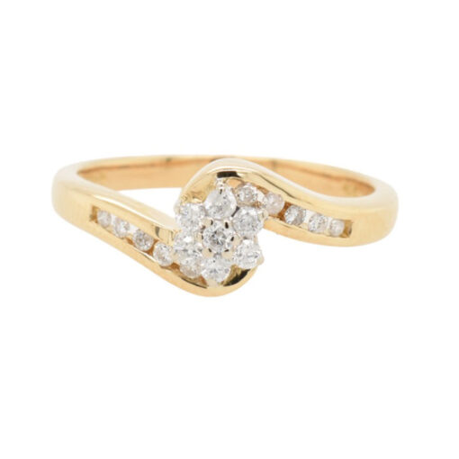18ct Yellow Gold 0.25ct Total Diamond Cluster Ring