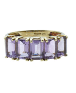 9ct Gold Five Stone Amethyst Ring