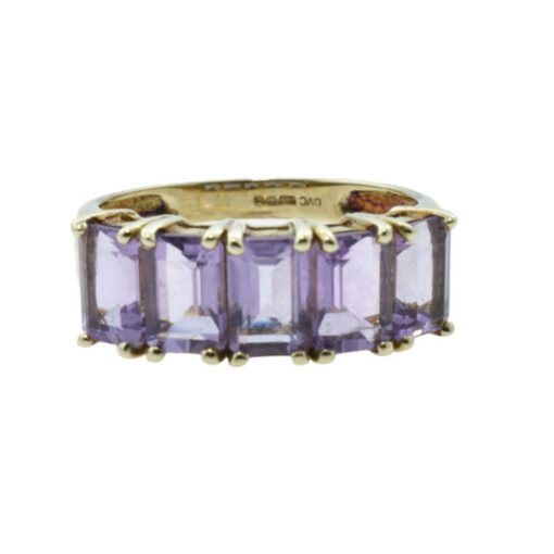 9ct Gold Five Stone Amethyst Ring