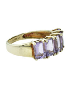 9ct Gold Five Stone Amethyst Ring