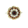 Gold Diamond Garnet & Pearl Cluster Ring