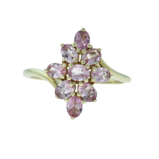 9ct Gold Pink Topaz Cluster Ring